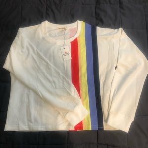 Marine Layer Tate Cropped Sweatshirt Multi Stripe